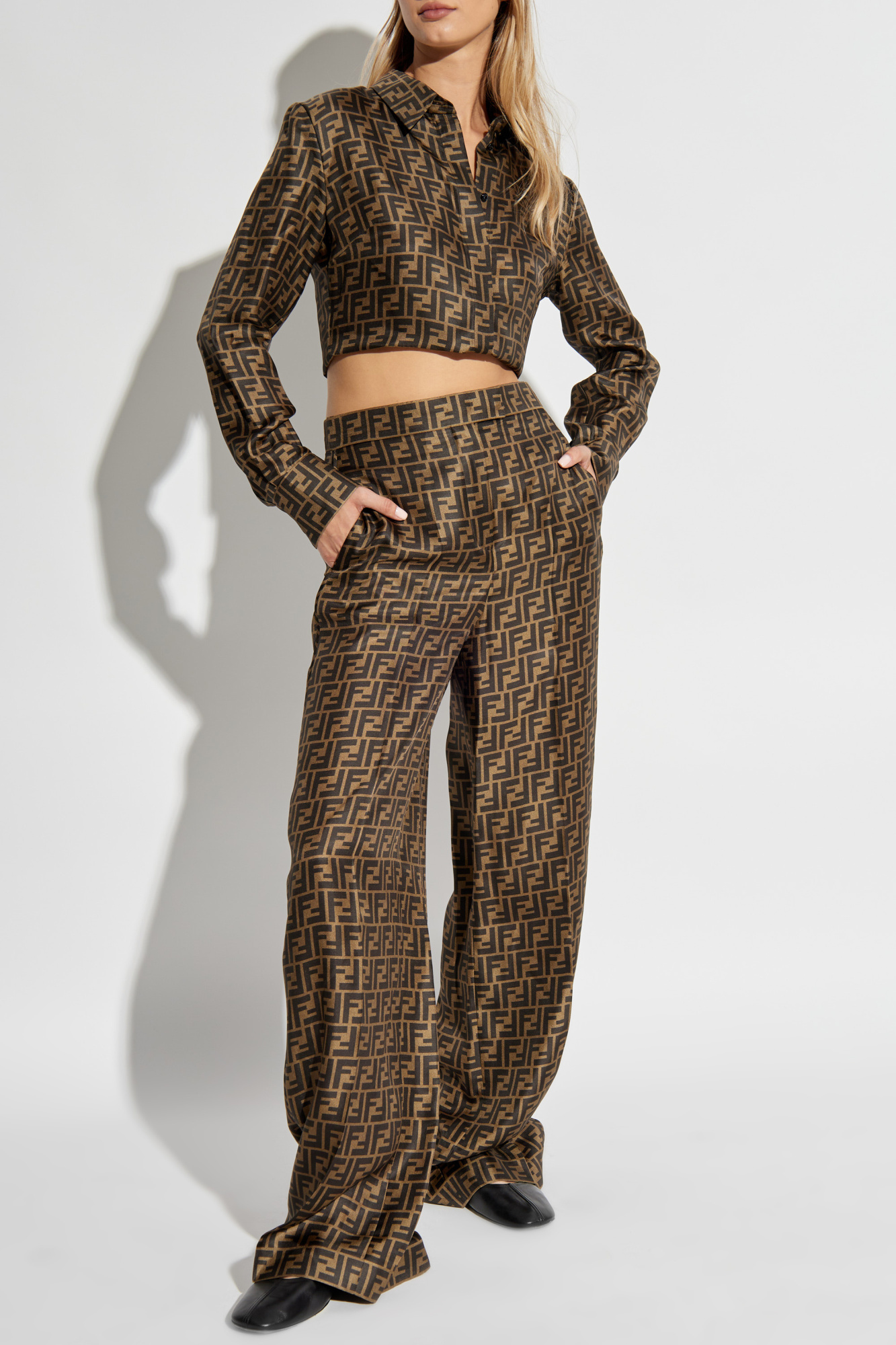 Fendi Silk trousers with monogram Women s Clothing Vitkac